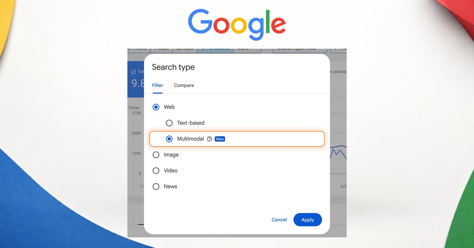 Google внедряет мультимодальный фильтр в отчетах Search Console