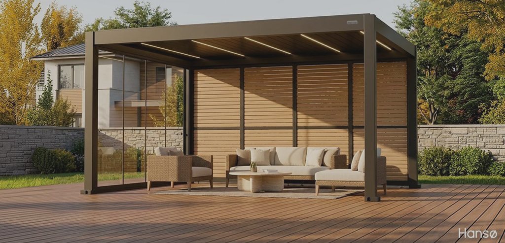 Hansø расширяет линейку пергол с новыми размерами и аксессуарами